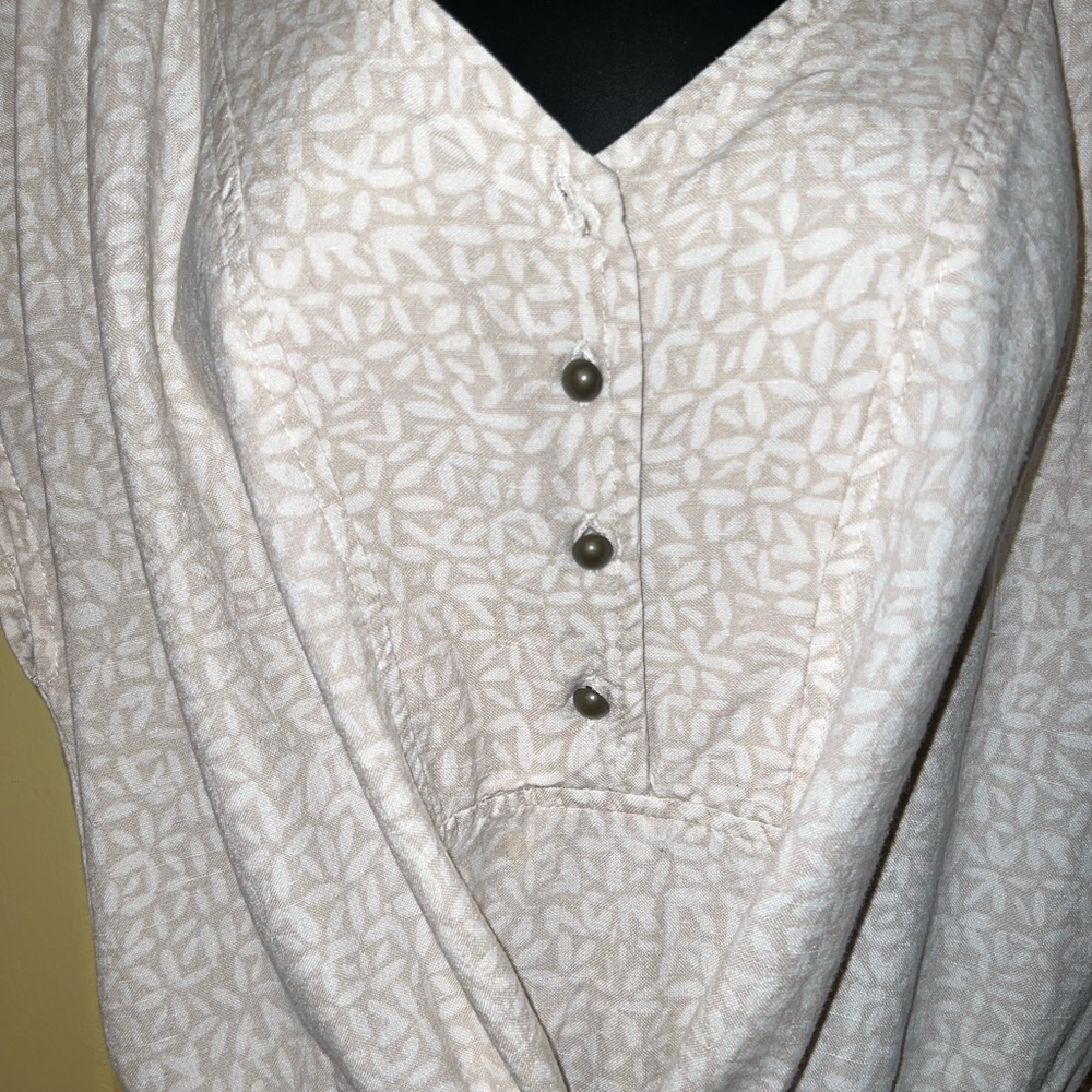 Merona Cream Linen Blend Casual Front Tie Short Sleeve Midi Dress Size 18 - Picture 6 of 14